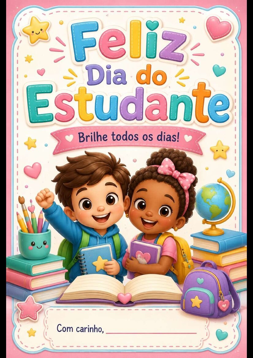 Cartões para dia do estudante engraçados e fofos conteúdo didático página 12